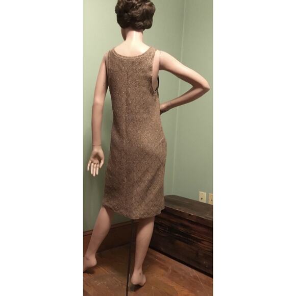 Ralph Lauren blue label Tan Gold metallic Sleeveless Sweater/Body-Con Dress - Picture 4 of 7